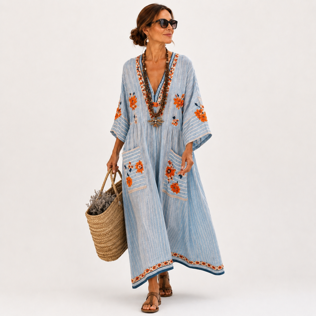 Marina | Kaftan Bleu Brodé