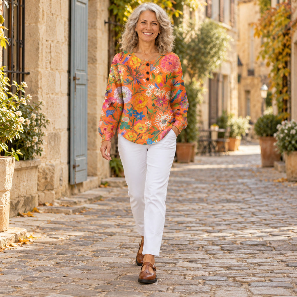 Freja | Pull à motif floral coloré