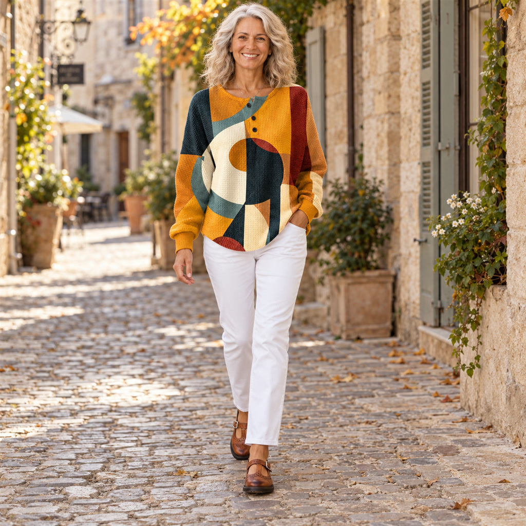 Lærke | Pull en tricot gaufré à motif géométrique