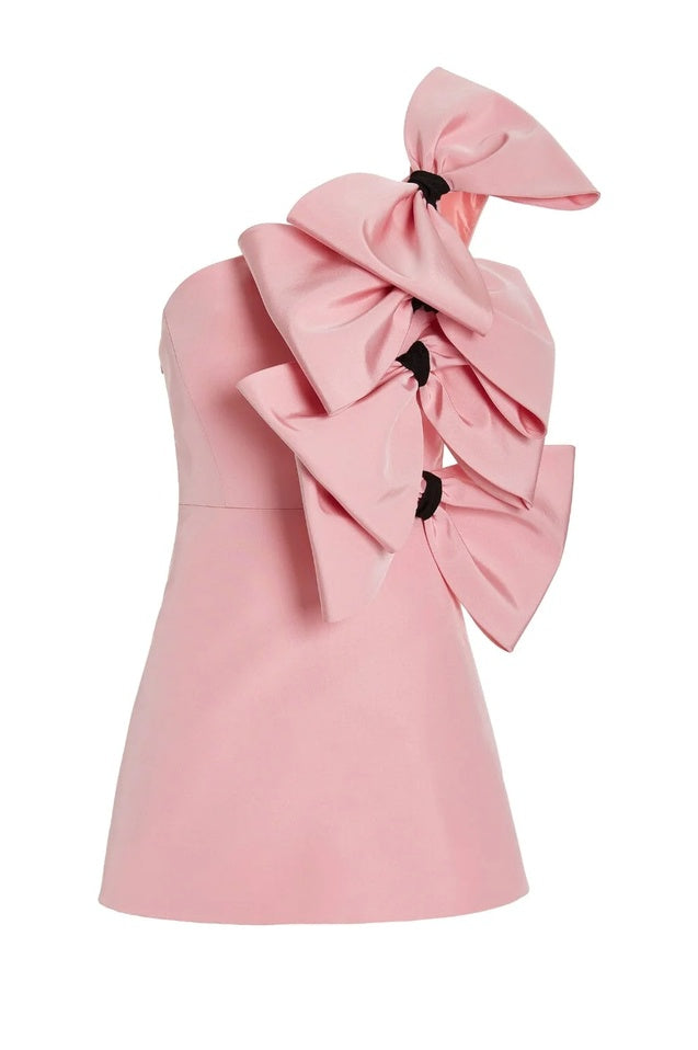 Robe Mini en Soie avec Détails en Nœud