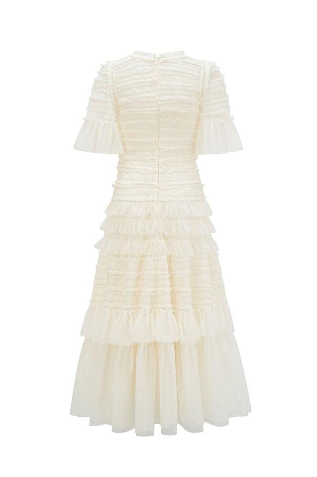 Robe Midi Évasée à Manches Flottantes et Superposée Harper