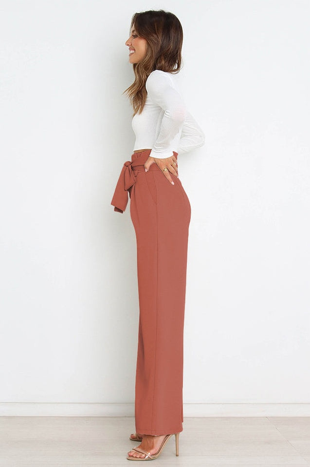 Pantalon Évasé à Ceinture Coordonné