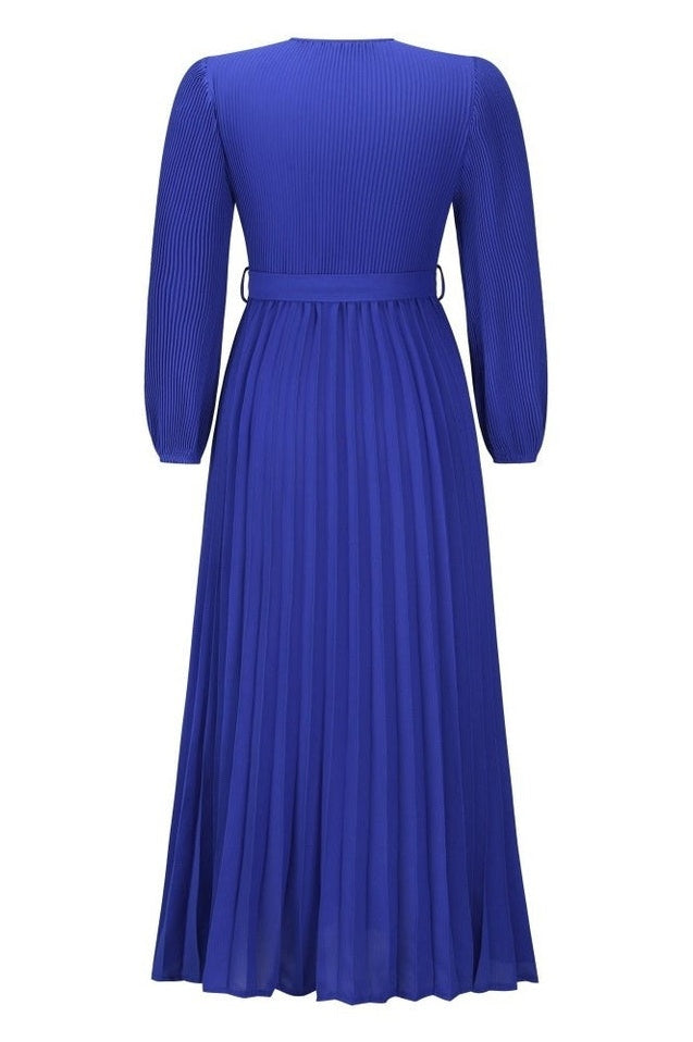 Robe Plissée Évasée à Col en V