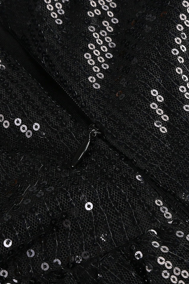 Robe Maxi Brodée à Découpe Rosette en Sequin