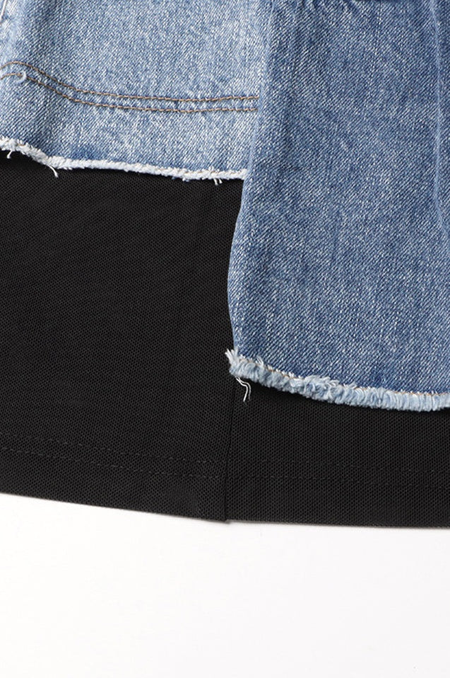Robe Mince en Jean Patchwork et Jersey