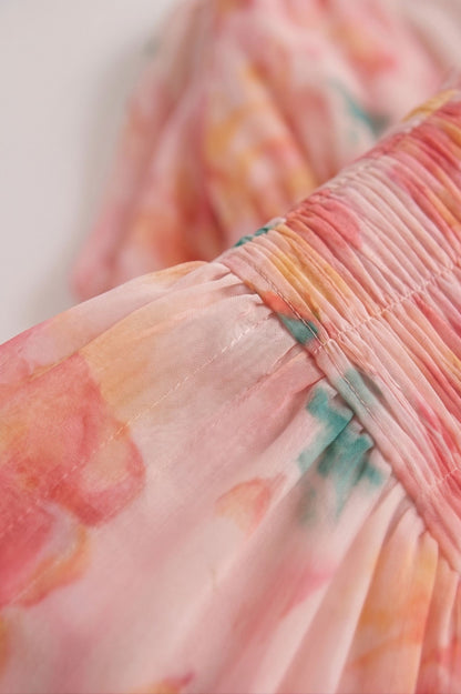 Robe Maxi "Aura Florale" en Mousseline – Rose Pastel & Corail