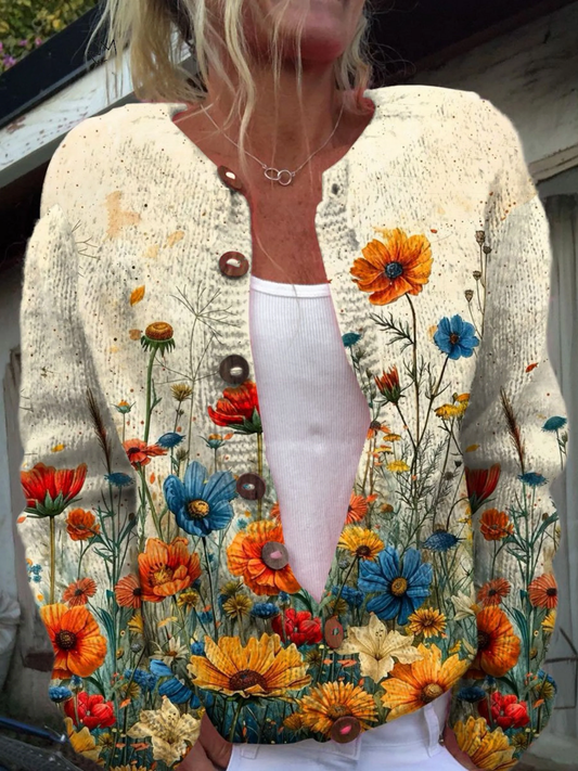 Antonietta™ | Pull Cardigan avec Imprimé Floral Vintage