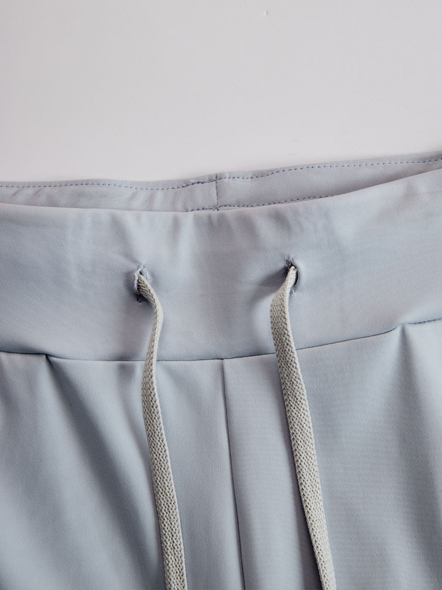 Fashionable Sporty Gray-blue Long-sleeved Half-zip Top And Trousers Set