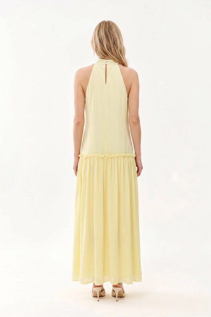 Robe Maxi Halter "Douceur Solaire" – Jaune Pastel