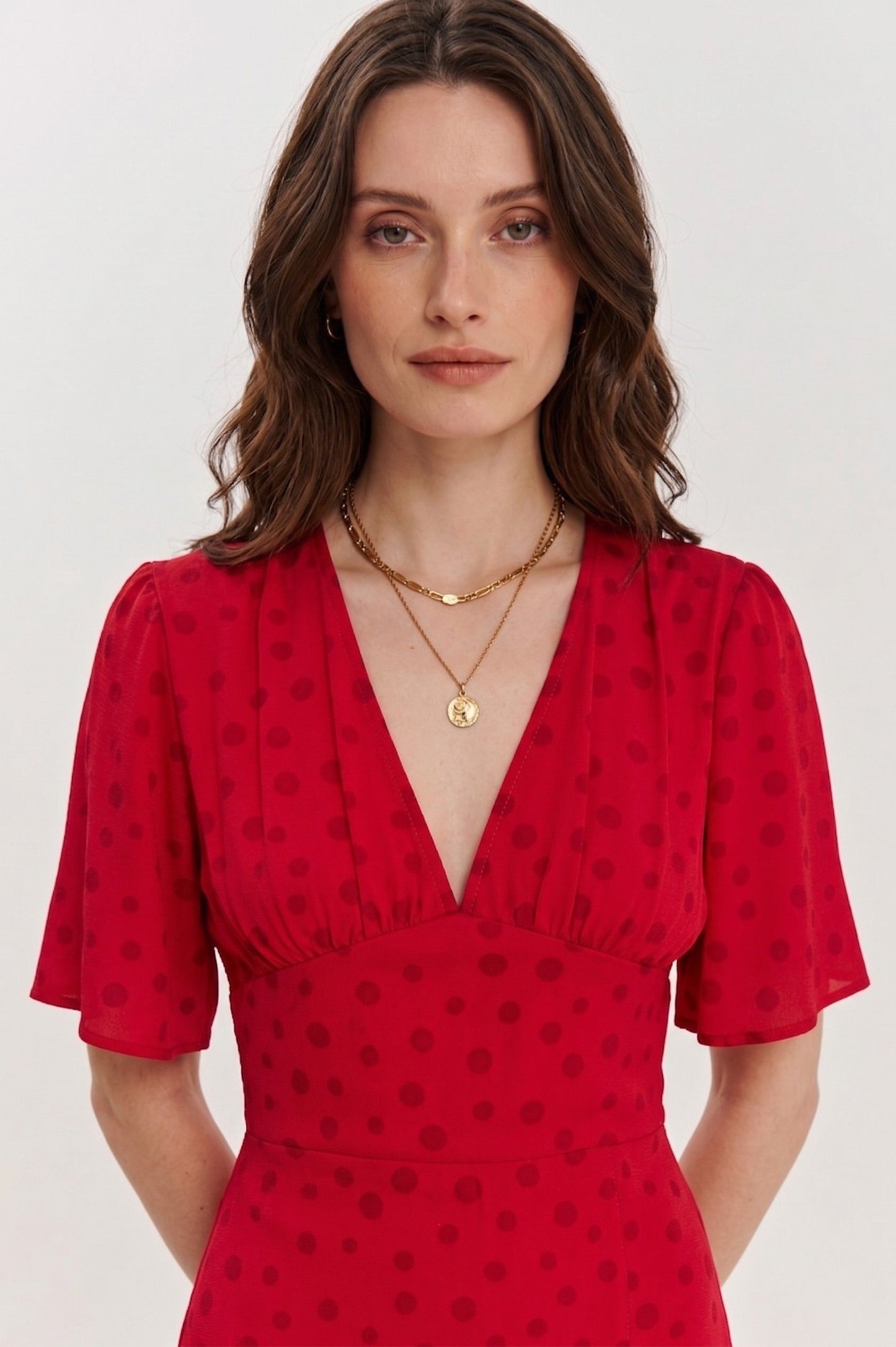 Robe Midi "Romance" à Pois – Rouge Cerise