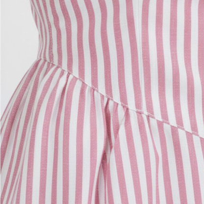 Robe Longue à Rayures Verticales sans Manches avec Col Haut pour Femmes