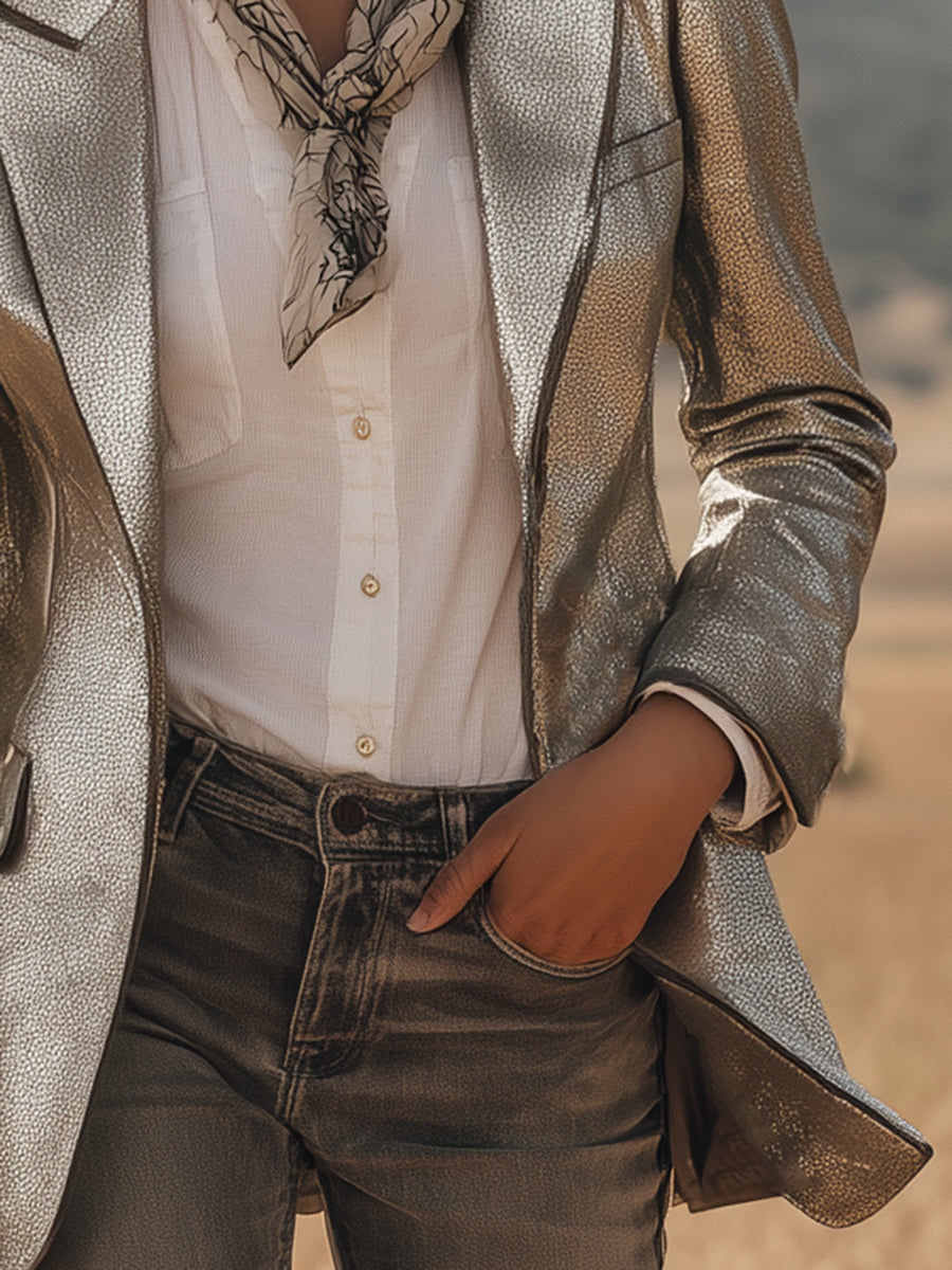 Modern And Cool Silver Suit Blazer 