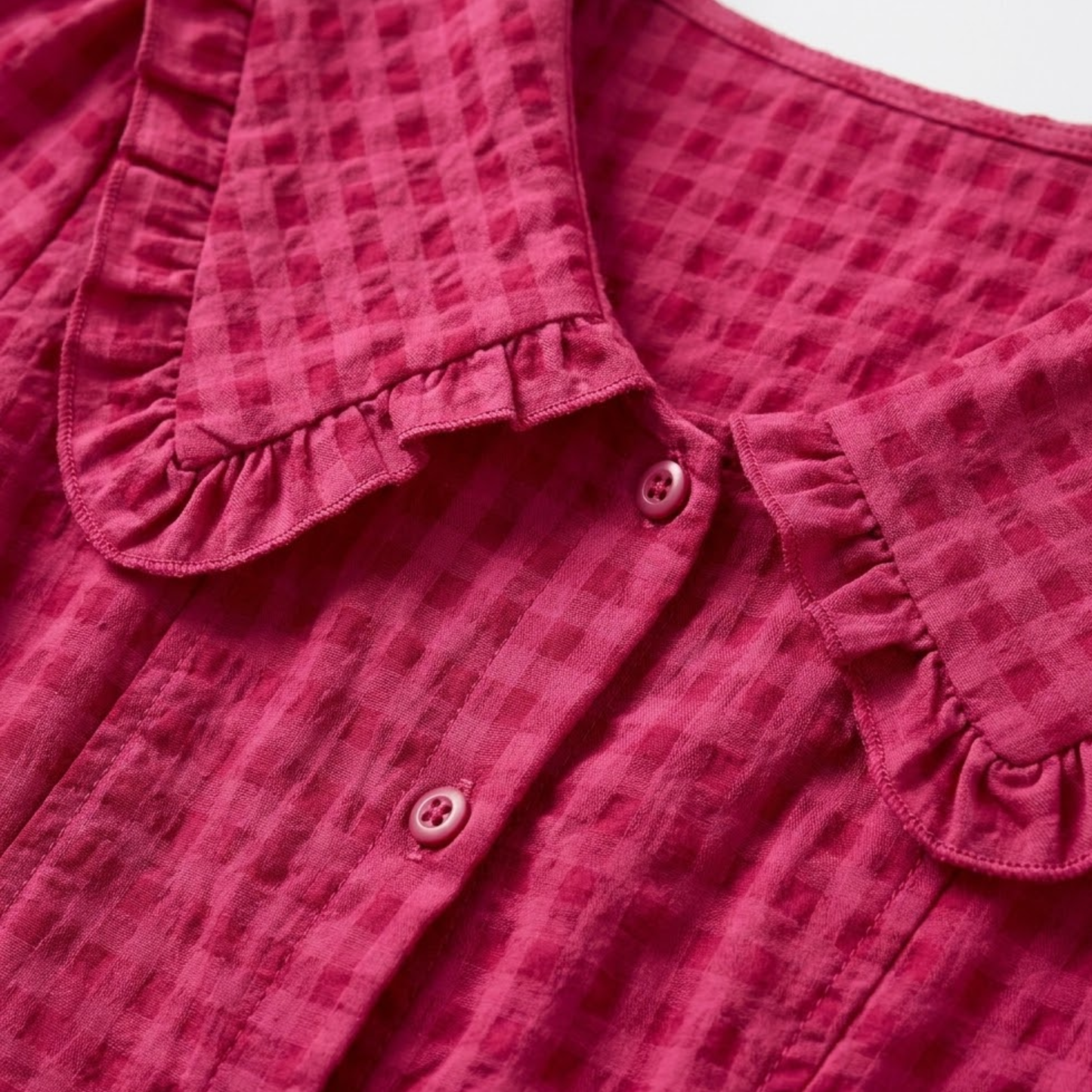Robe Longue à Carreaux avec Col Claudine et Manches Bouffantes pour Femmes