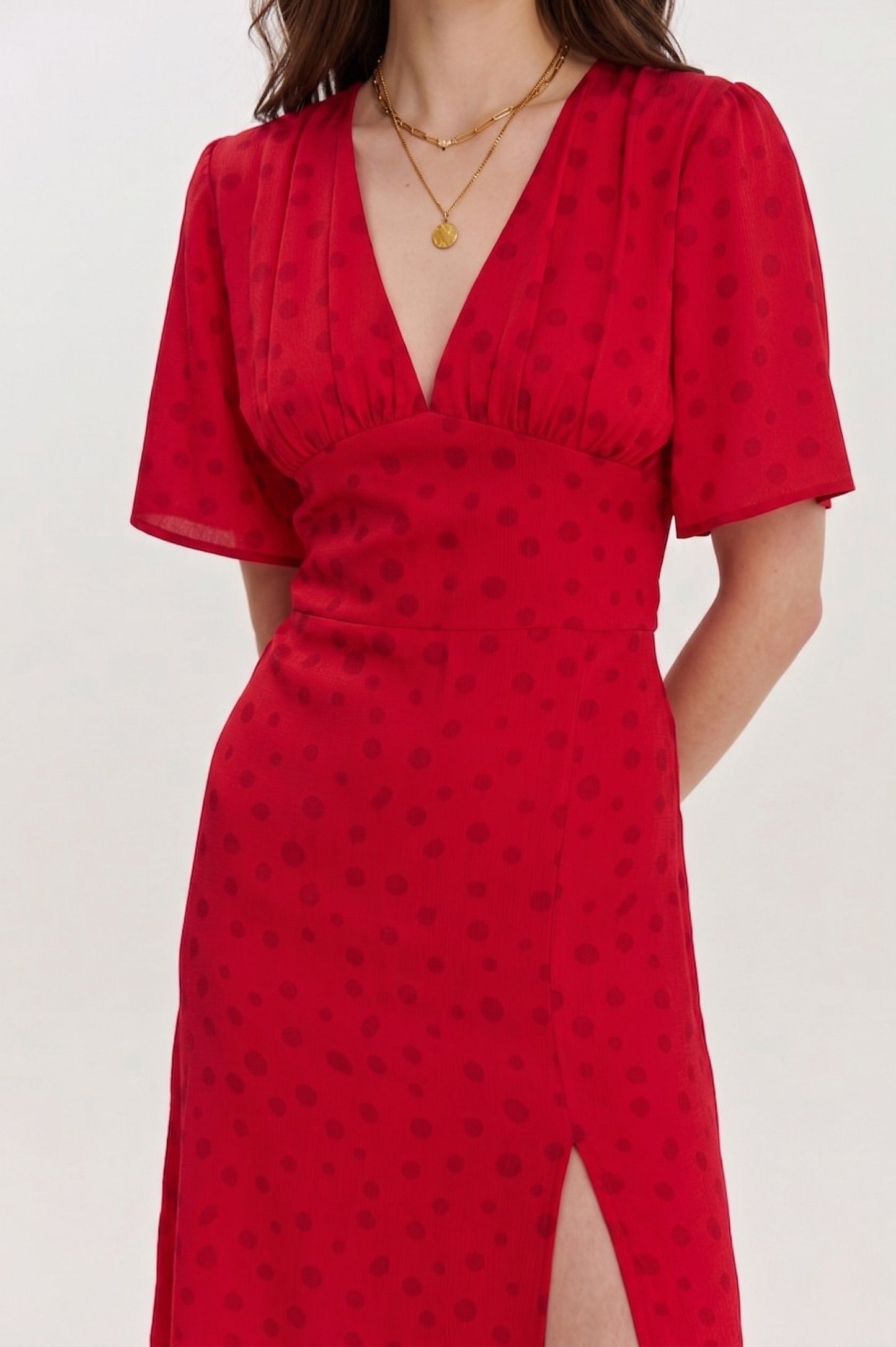Robe Midi "Romance" à Pois – Rouge Cerise