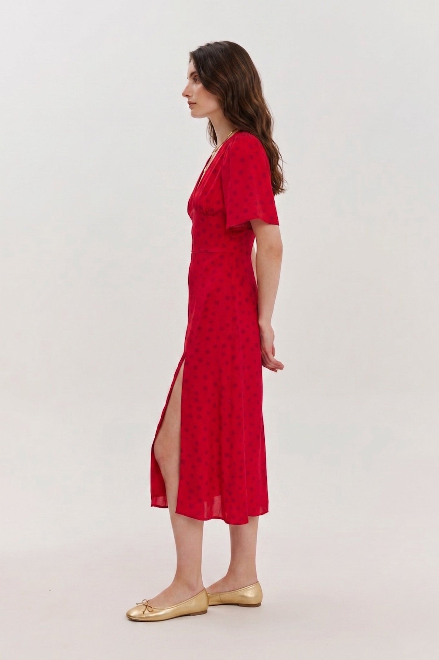 Robe Midi "Romance" à Pois – Rouge Cerise