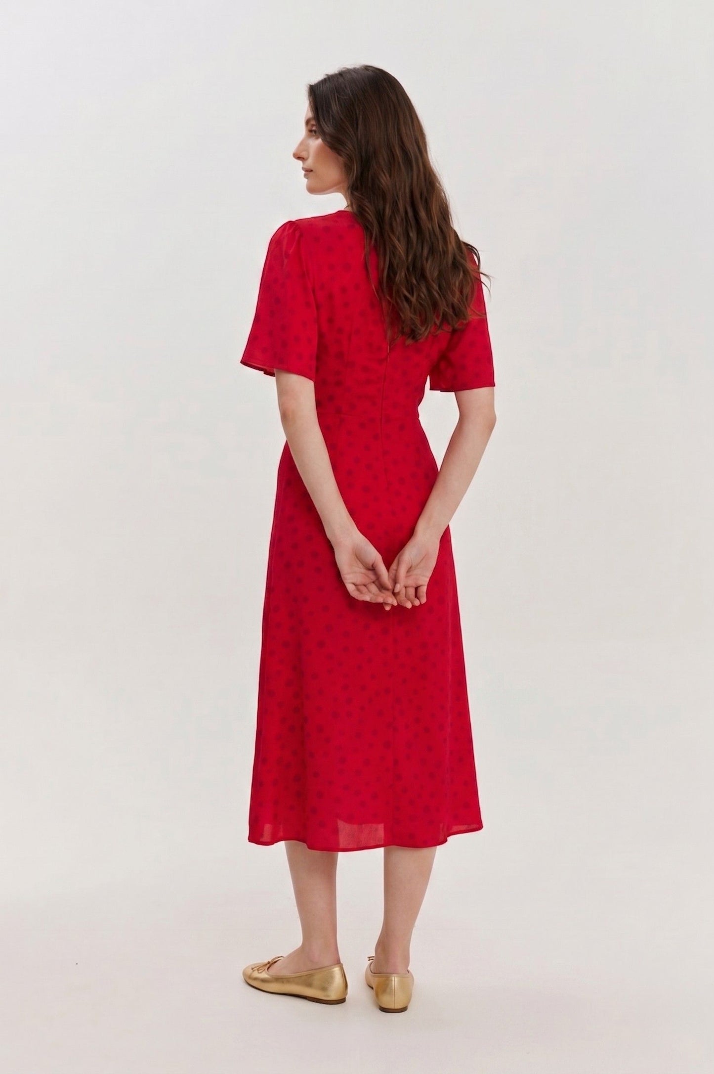 Robe Midi "Romance" à Pois – Rouge Cerise