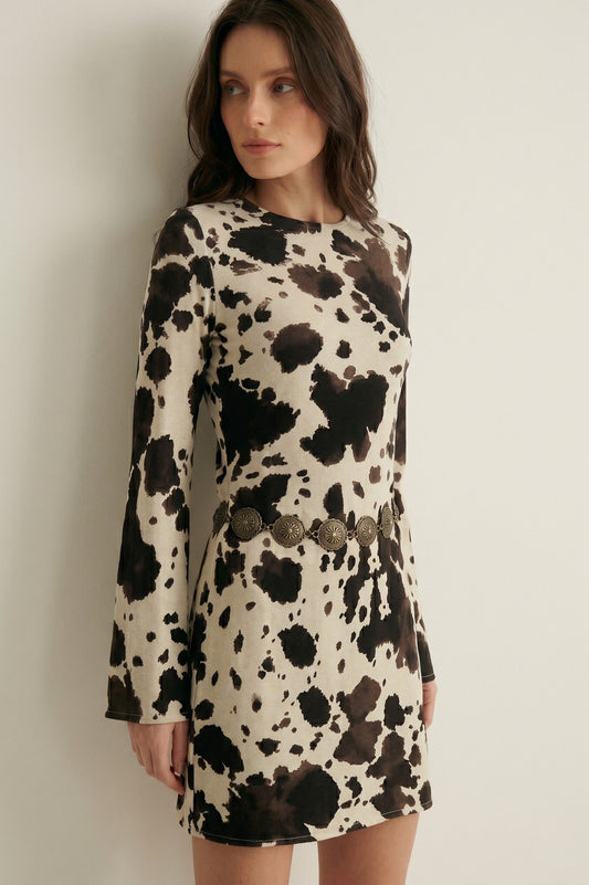 Robe Courte "Pony Express" – Imprimé Animal & Ceinture Bijou