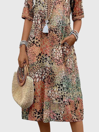 Yvonna | Robe Midi Fleurie Élégante