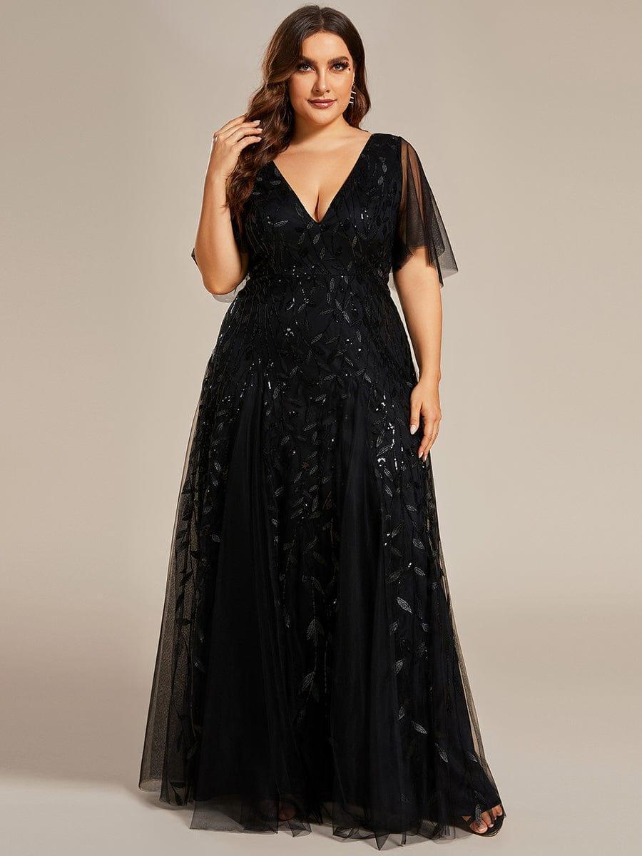 Robe Longue de Soirée Éclatante à Volants et Col en V Romantique