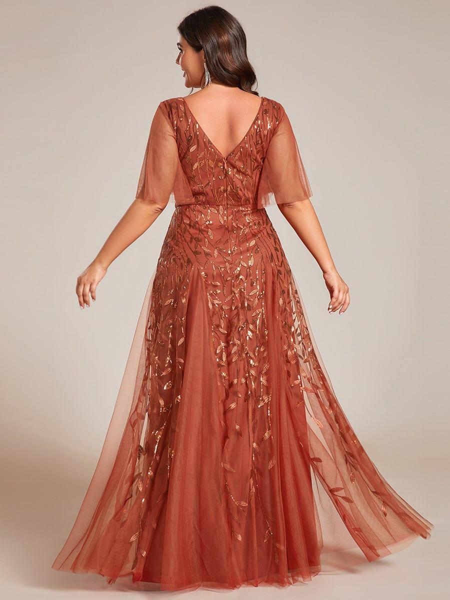 Robe Longue de Soirée Éclatante à Volants et Col en V Romantique
