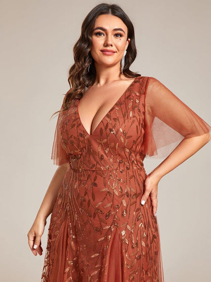 Robe Longue de Soirée Éclatante à Volants et Col en V Romantique