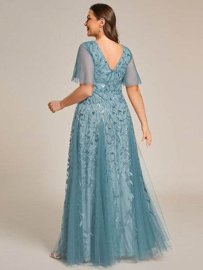 Robe Longue de Soirée Éclatante à Volants et Col en V Romantique
