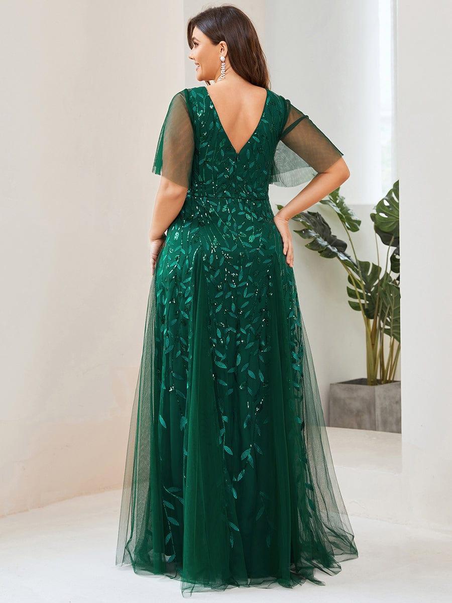Robe Longue de Soirée Éclatante à Volants et Col en V Romantique