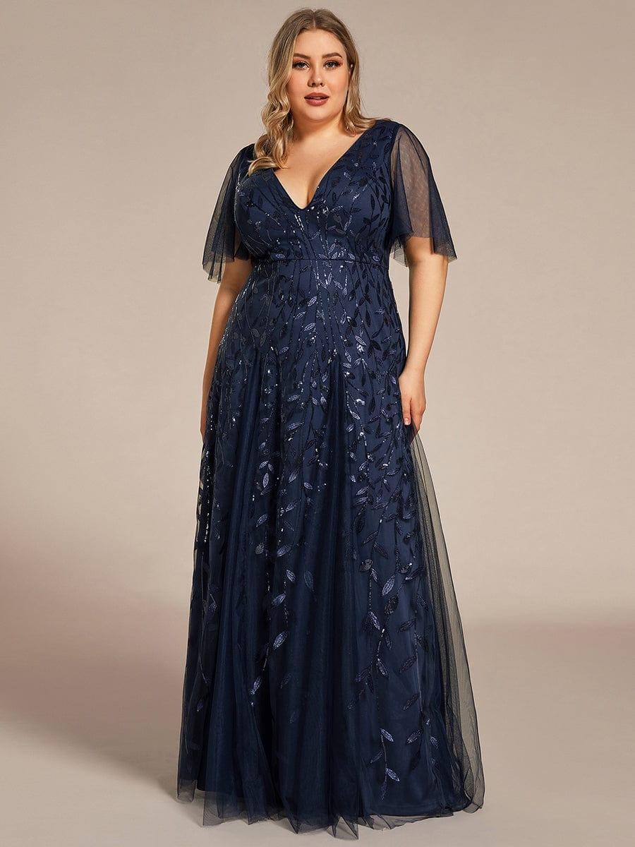 Robe Longue de Soirée Éclatante à Volants et Col en V Romantique