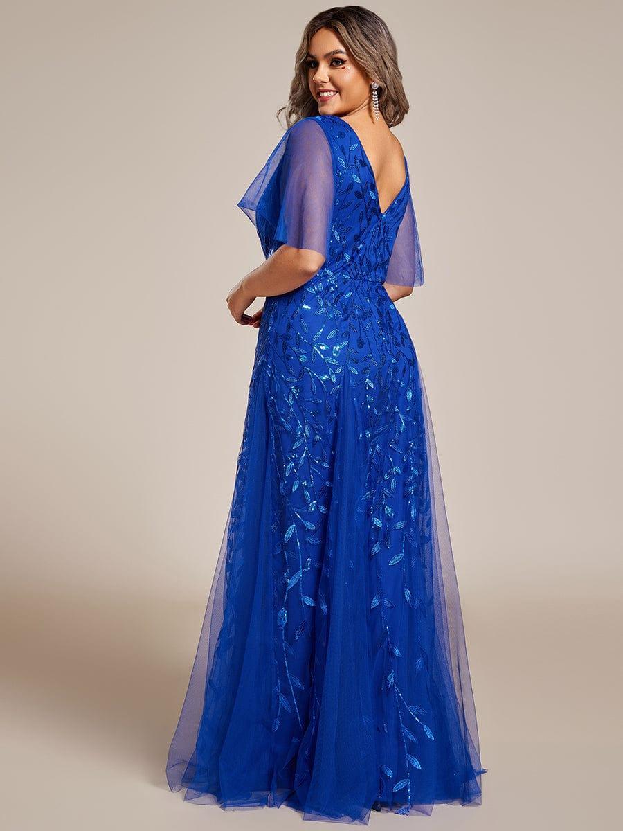 Robe Longue de Soirée Éclatante à Volants et Col en V Romantique