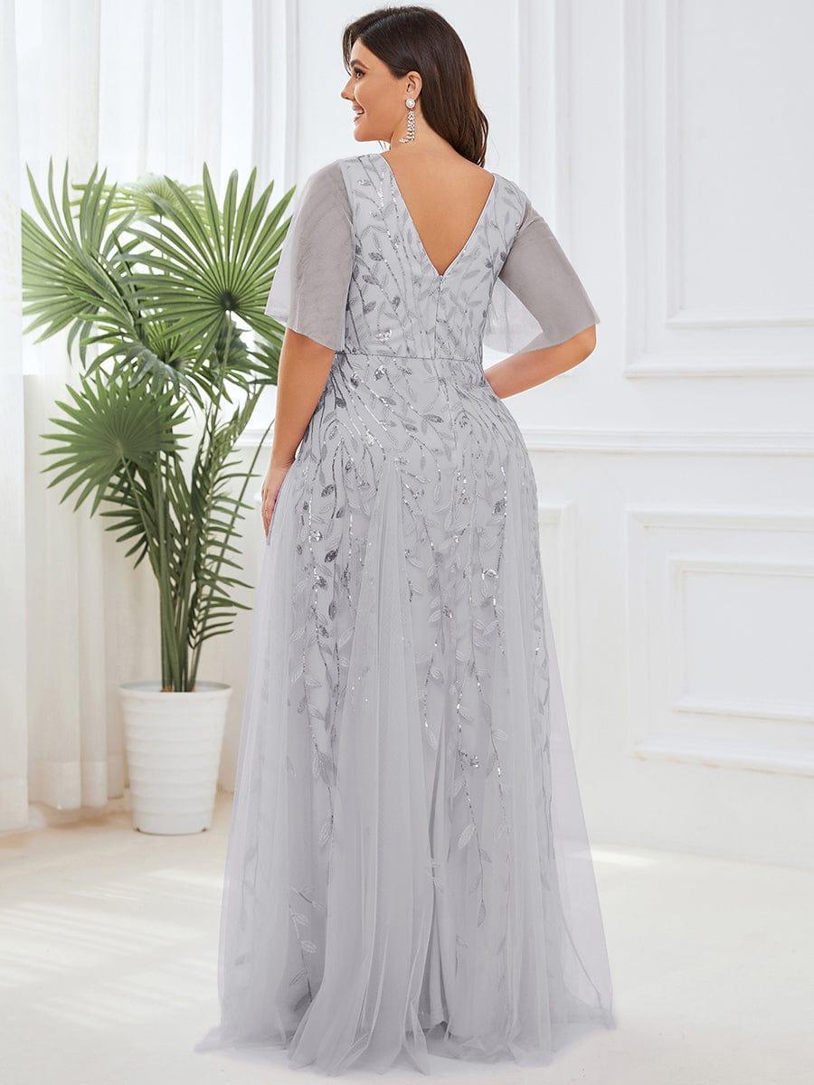 Robe Longue de Soirée Éclatante à Volants et Col en V Romantique