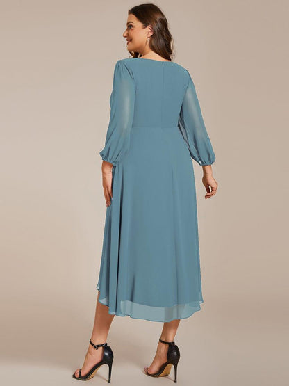 ever BRIAR|Elegant 3/4 Sleeve V-Neck High Low Chiffon Wedding Guest Dress