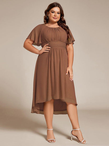 ever EDEN|Flowy Chiffon Round Neckline A-Line Knee Length Wedding Guest Dress