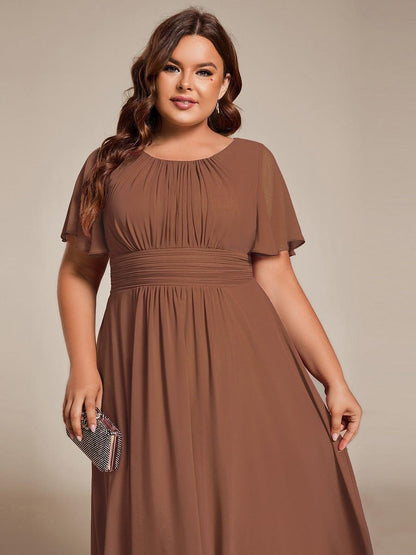 ever EDEN|Flowy Chiffon Round Neckline A-Line Knee Length Wedding Guest Dress