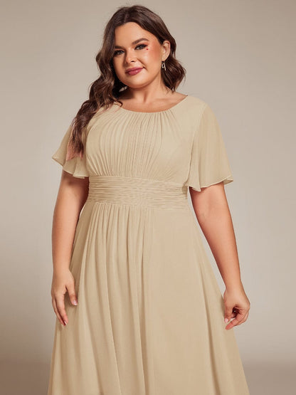 ever EDEN|Flowy Chiffon Round Neckline A-Line Knee Length Wedding Guest Dress