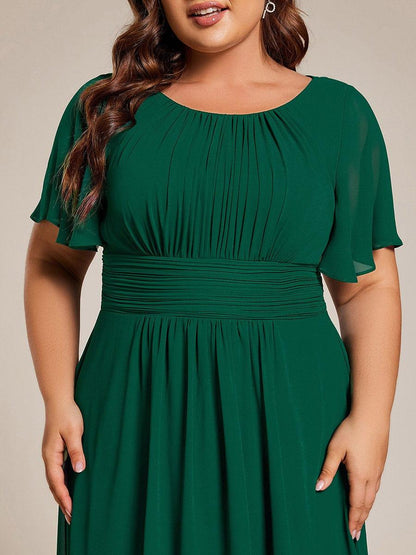 ever EDEN|Flowy Chiffon Round Neckline A-Line Knee Length Wedding Guest Dress