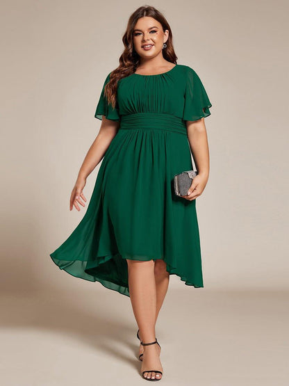 ever EDEN|Flowy Chiffon Round Neckline A-Line Knee Length Wedding Guest Dress