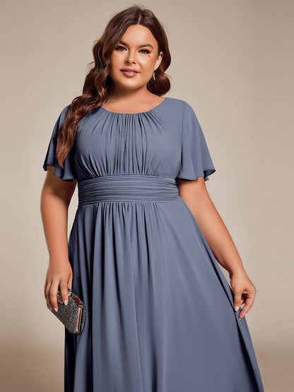 ever EDEN|Flowy Chiffon Round Neckline A-Line Knee Length Wedding Guest Dress