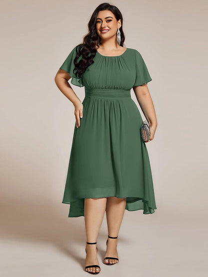 ever EDEN|Flowy Chiffon Round Neckline A-Line Knee Length Wedding Guest Dress
