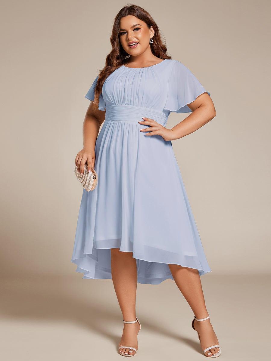 ever EDEN|Flowy Chiffon Round Neckline A-Line Knee Length Wedding Guest Dress