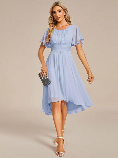 ever EDEN|Flowy Chiffon Round Neckline A-Line Knee Length Wedding Guest Dress