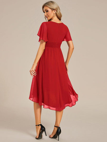 ever EDEN|Flowy Chiffon Round Neckline A-Line Knee Length Wedding Guest Dress