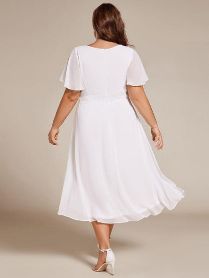 ever EDEN|Flowy Chiffon Round Neckline A-Line Knee Length Wedding Guest Dress