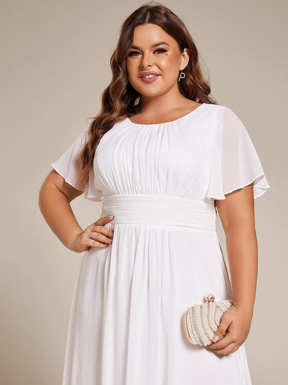 ever EDEN|Flowy Chiffon Round Neckline A-Line Knee Length Wedding Guest Dress