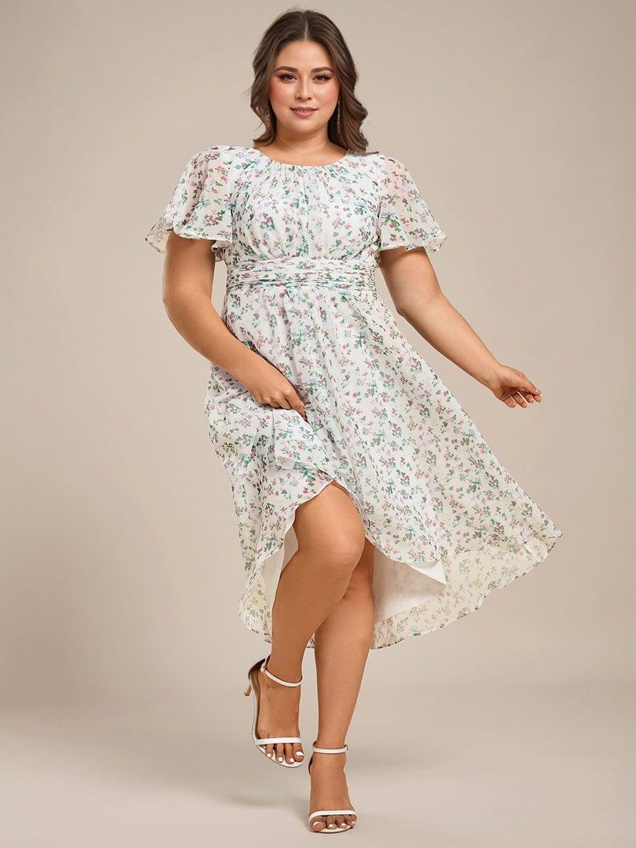 ever EDEN|Flowy Chiffon Round Neckline A-Line Knee Length Wedding Guest Dress