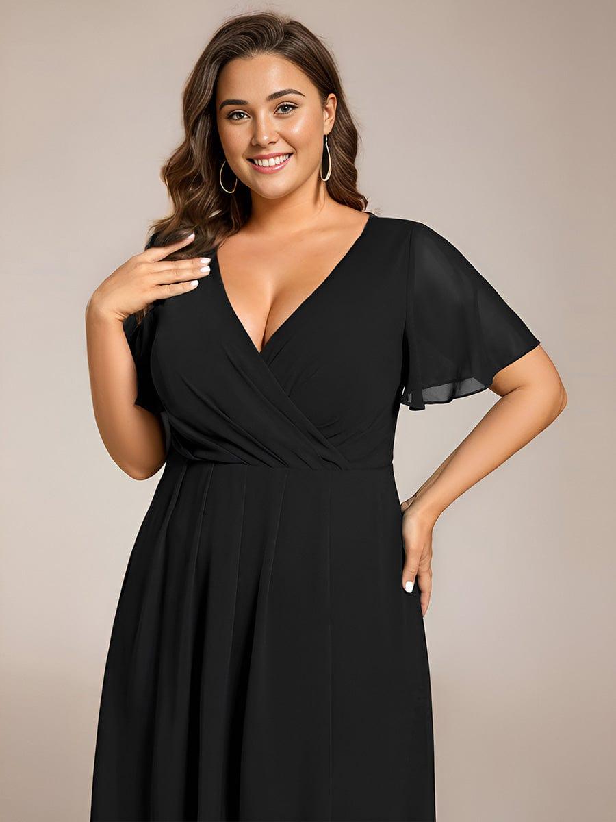 ever LARK|Chiffon Elegance Short Sleeve High-Low Wedding Guest Dress