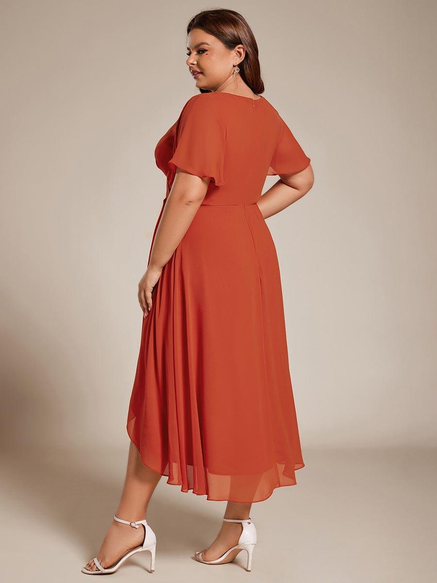 ever LARK|Chiffon Elegance Short Sleeve High-Low Wedding Guest Dress