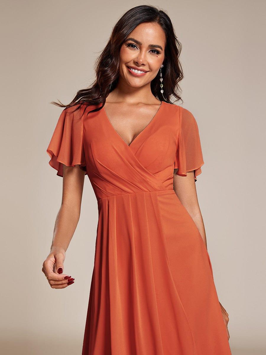 ever LARK|Chiffon Elegance Short Sleeve High-Low Wedding Guest Dress