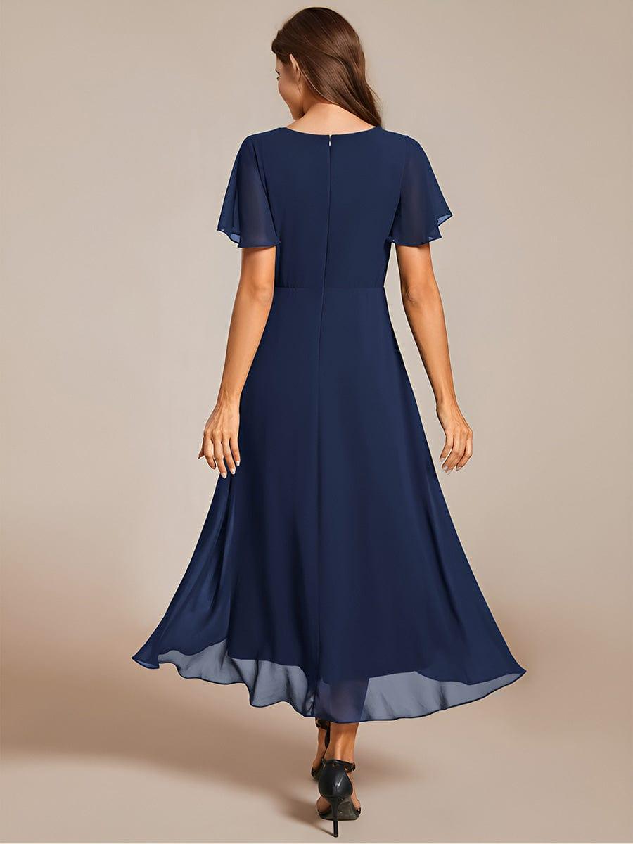 ever LARK|Chiffon Elegance Short Sleeve High-Low Wedding Guest Dress