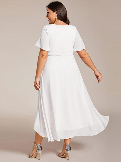 ever LARK|Chiffon Elegance Short Sleeve High-Low Wedding Guest Dress