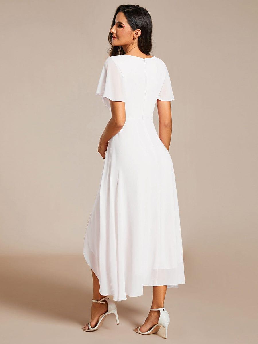 ever LARK|Chiffon Elegance Short Sleeve High-Low Wedding Guest Dress